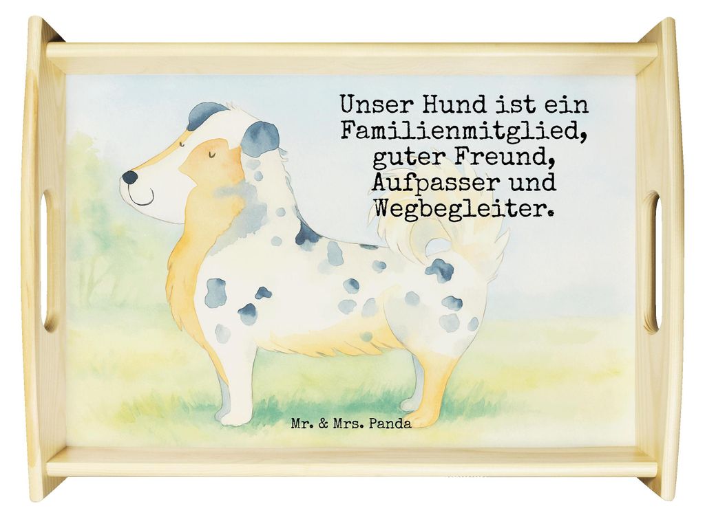 Mr. & Mrs. Panda Tablett Hund Australien Shepherd Design - Weiß - Geschenk, Sprüche, Servier, holz serviertablett, Bett-Tablett, Sofa, Spruch, Fa...