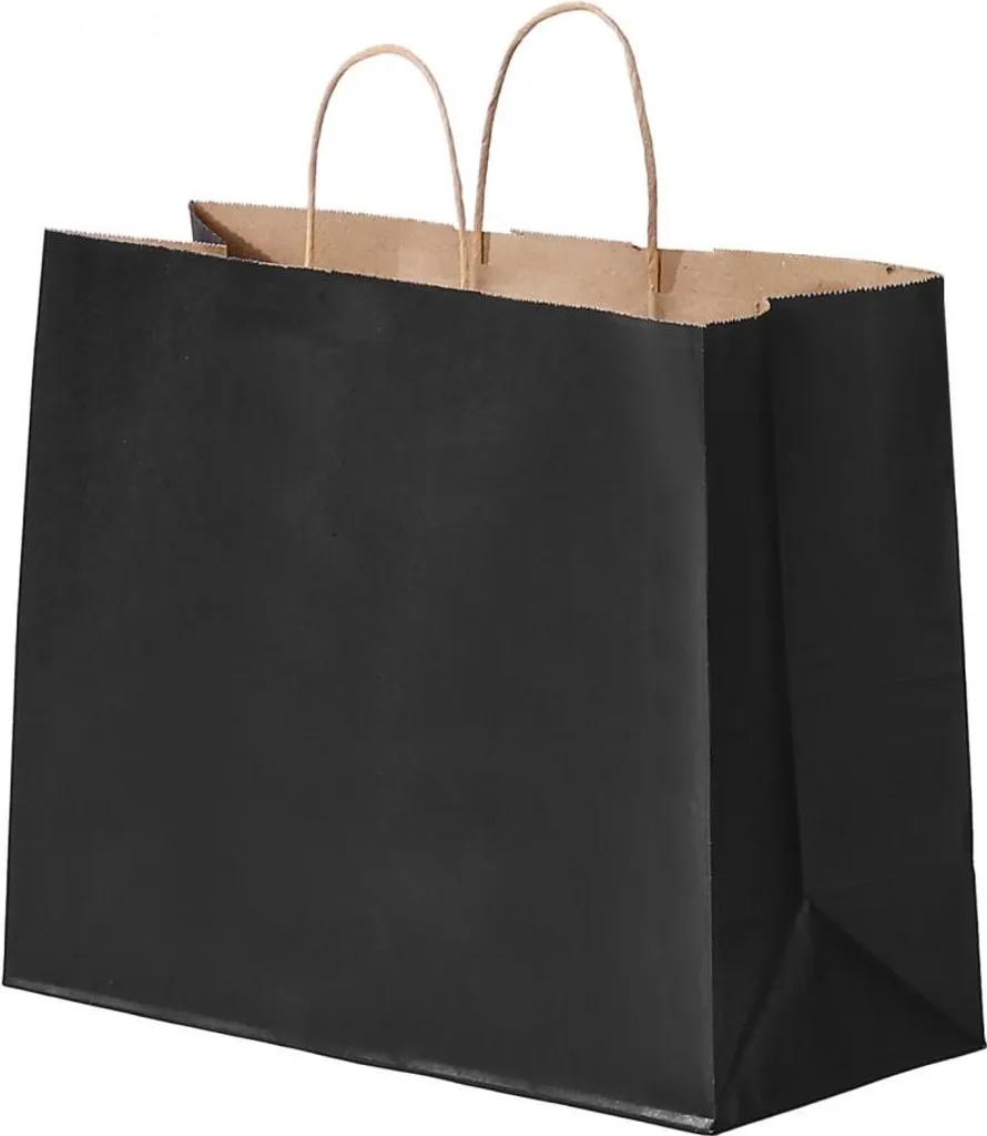 Sacs papier grand format 406x152x308mm noir résistant pack de 100 - 10