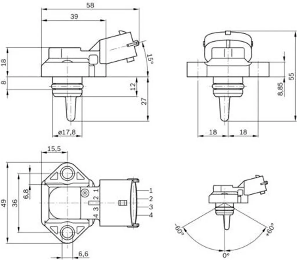 Capteur pression d'aspiration Bosch 0 281 002 316 haute performance