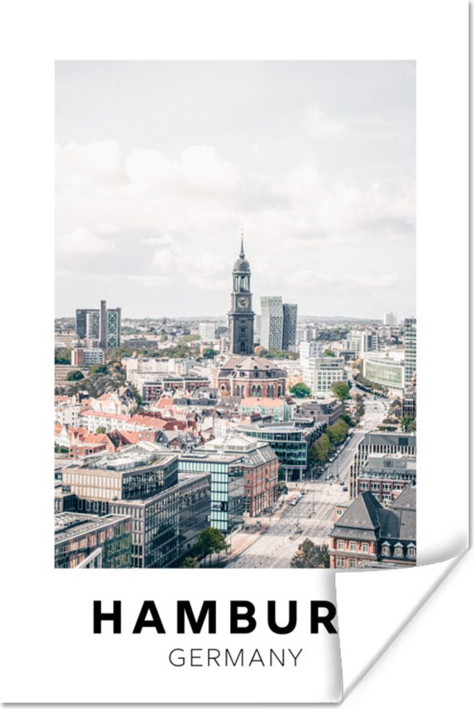 MuchoWow Poster Hamburg - Deutschland - Turm 40x60 cm - Plakate für die Wand - Poster Babyzimmer
