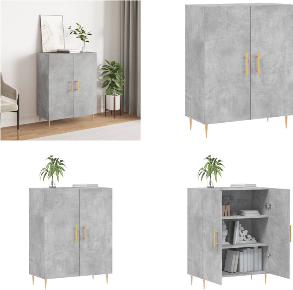vidaXL Sideboard Betongrau 69,5x34x90 cm Holzwerkstoff - Sideboard - Sideboards - Schrank - Aufbewahrungsschrank