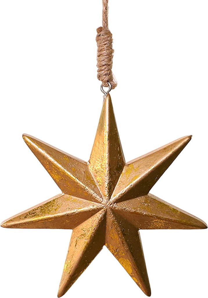 Rustikaler Weihnachtsbaumschmuck aus Holz: Eichel/Stern zum Aufhängen, Waldmotiv, Weihnachtsdeko für Baum, Kamin oder Landhausstil