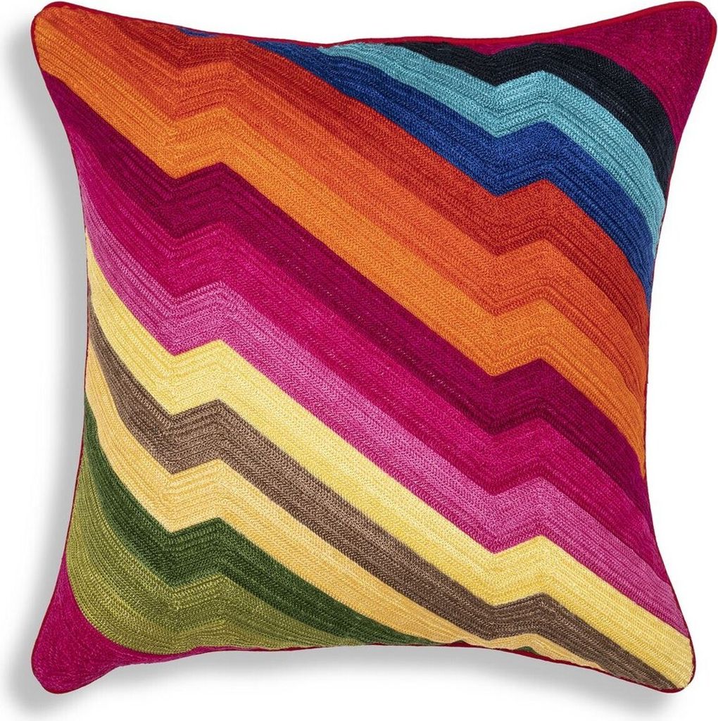 Casa Padrino Luxus Deko Kissen Mehrfarbig 50 x 50 cm - Edles Zierkissen mit elegantem Muster - Luxus Qualität - Wohnzimmer Deko Accessoires