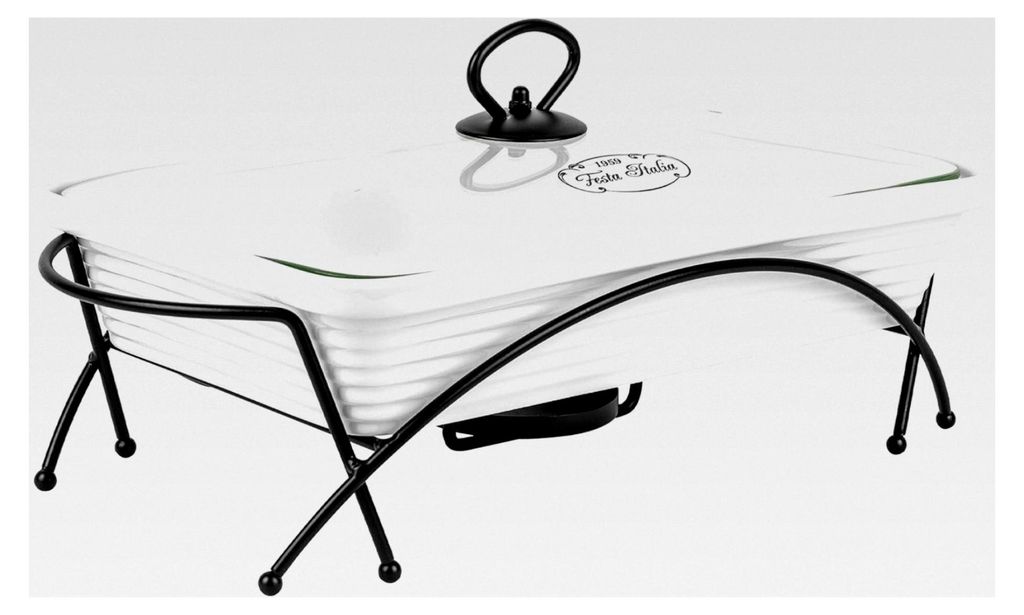 Keramische Auflaufform mit Deckel - 3,5 l - Rechteckige Lasagneform - Weiß - Auflaufformen mit Teelichthalter - Ofenform - Backform - Casserole Di...