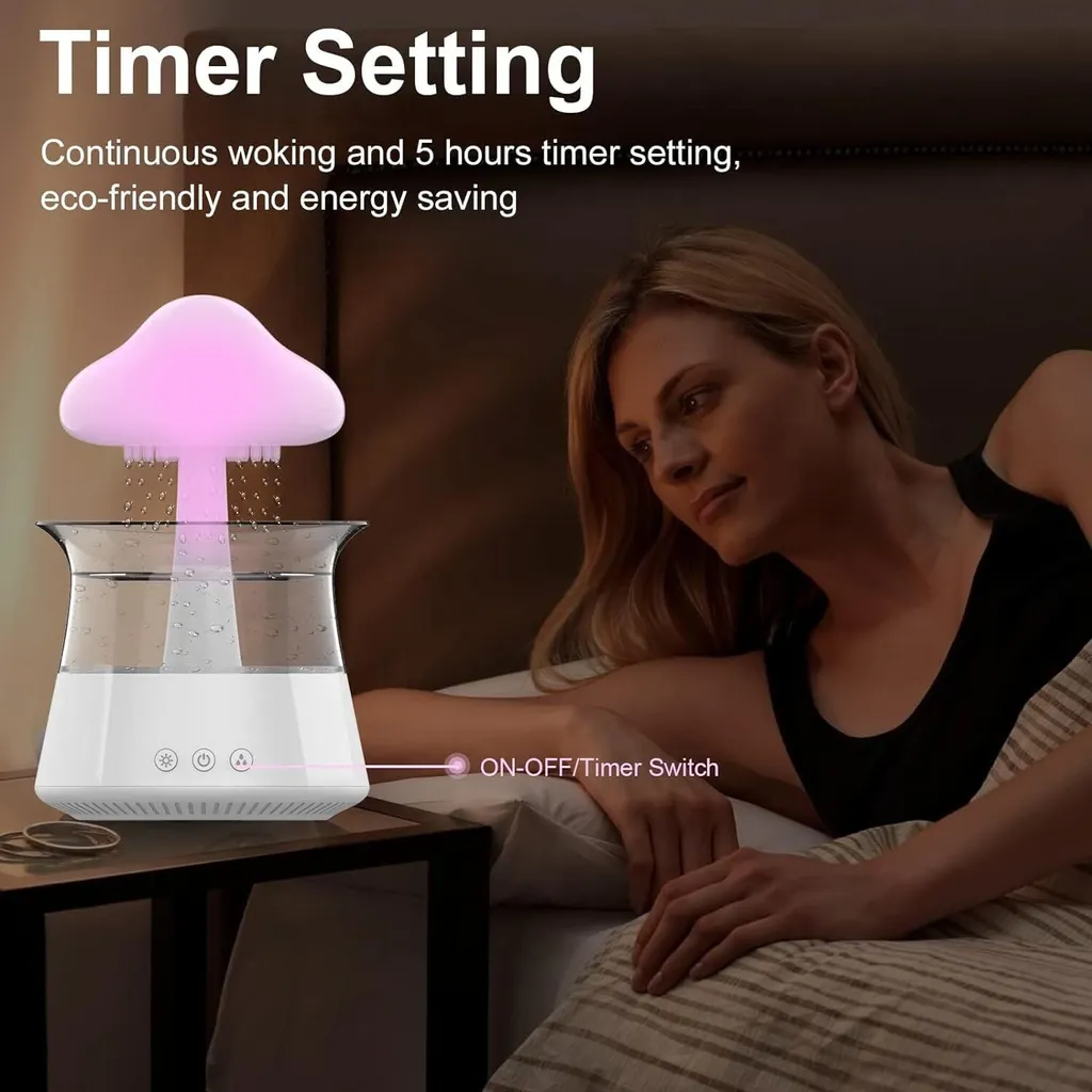 Humidificateur nuage de pluie 450ml avec diffuseur d'huiles et télécommande - 8