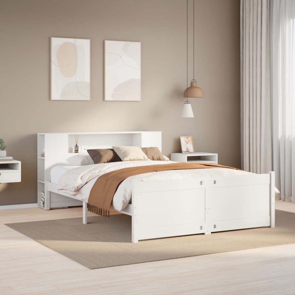 Maison Exclusive - Massivholzbett mit Regal ohne Matratze Weiß 150x200 cm Kiefer