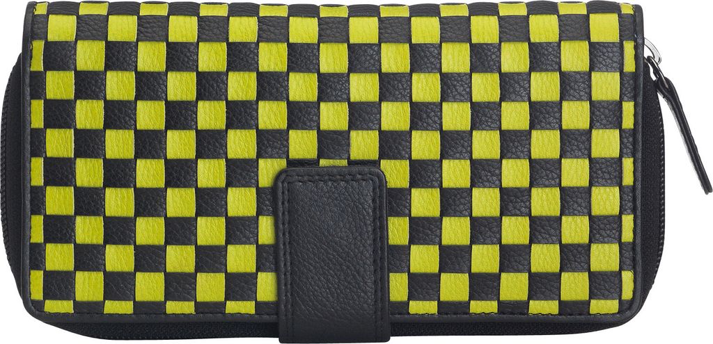 Josephine Osthoff Geldbörse gross doppelter Reißverschluss geflochtenes Leder Damen Geldbeutel mit RFID Schutz Herren Portemonnaie (261)