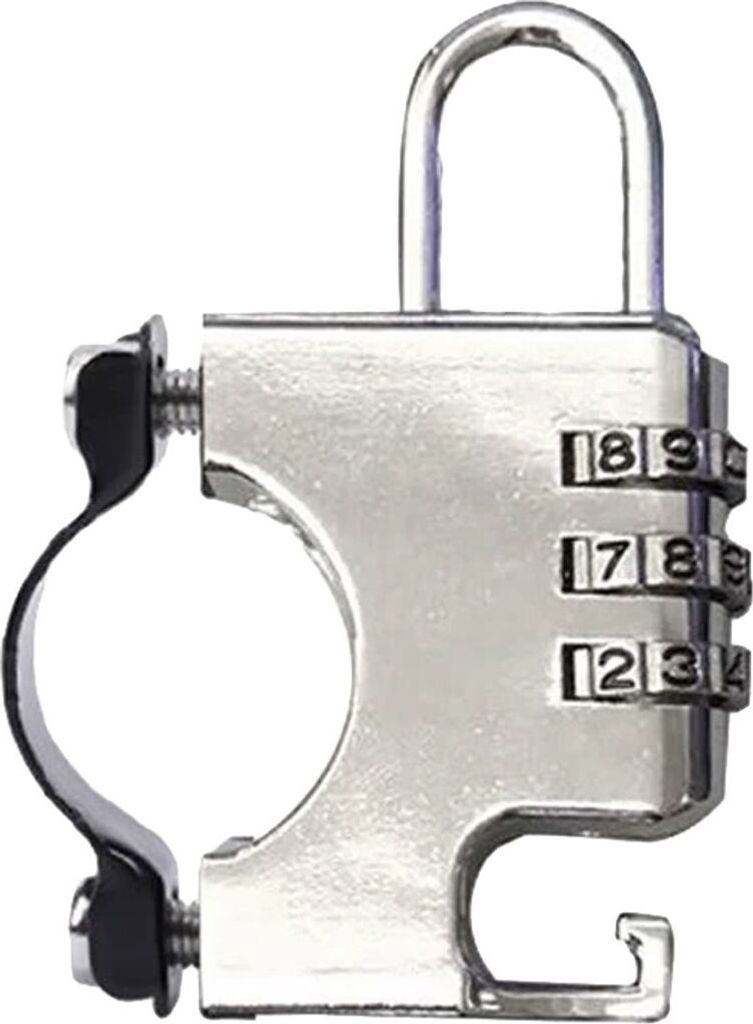 Motorrad Helm Schloss Diebstahlschutz Helm Sicherheitsschloss Metall Zahlen, Farbe:Silber