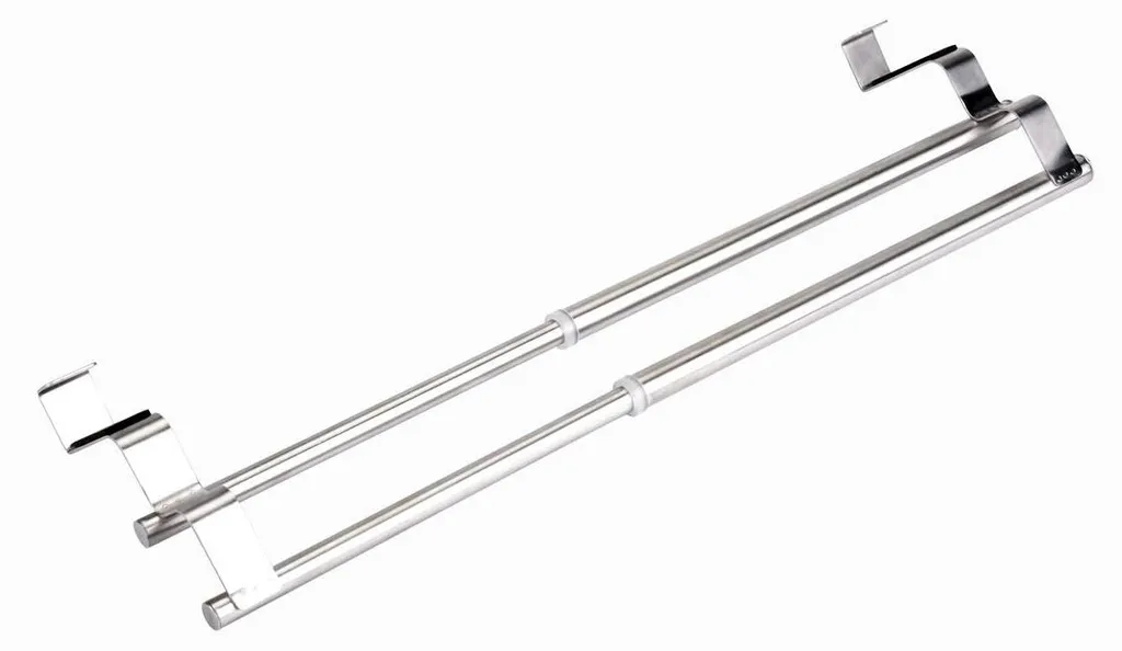 Porte-serviettes de porte télescopique en acier inox à double rangée