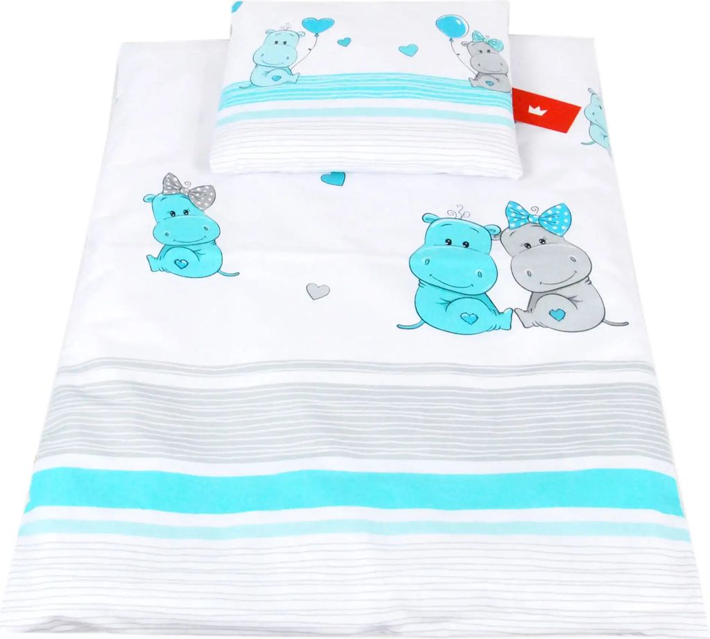 BABYLUX 2 tlg. Set Bezug für Kinderwagen Bettwäsche 60x78cm 108. Hippo Turkis