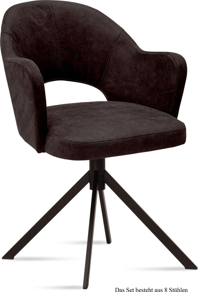 Armlehnstuhl (8er-Set) Dunja 59x87x61 Schwarz/Espresso