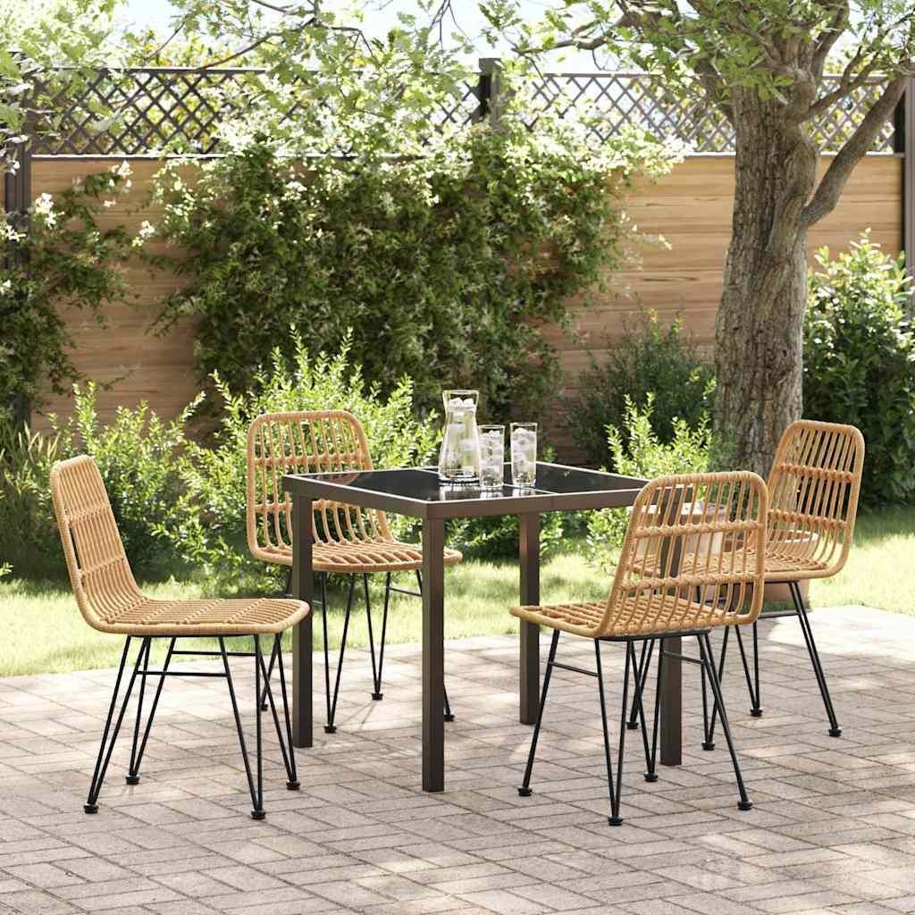 Maison Exclusive - Garten Essgruppe 5 pcs Braun Pulverbeschichteter Stahl