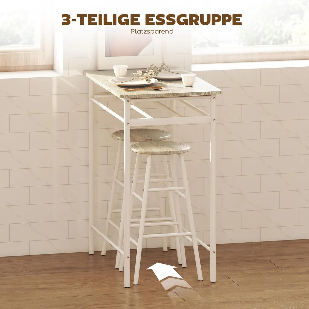 Table de Salle à Manger avec 2 Tabourets pour Petit Espace et Studio - 4