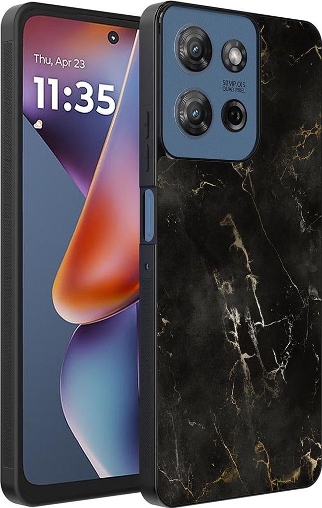 Smartphonica Phone Case Passend für Motorola Moto G 2025 mit Marmordruck - TPU zurück Abdeckung Fall schwarz Marmor Design - Schwarz