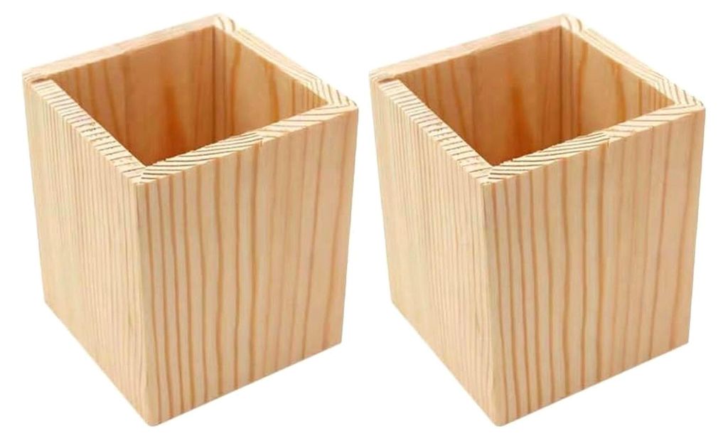 Geometrischer Holzstifthalter 3er Set Schreibtisch Organizer für Büro und Zuhause, Pinselhalter und Aufbewahrung für Kleinteile, kompakte Größ...