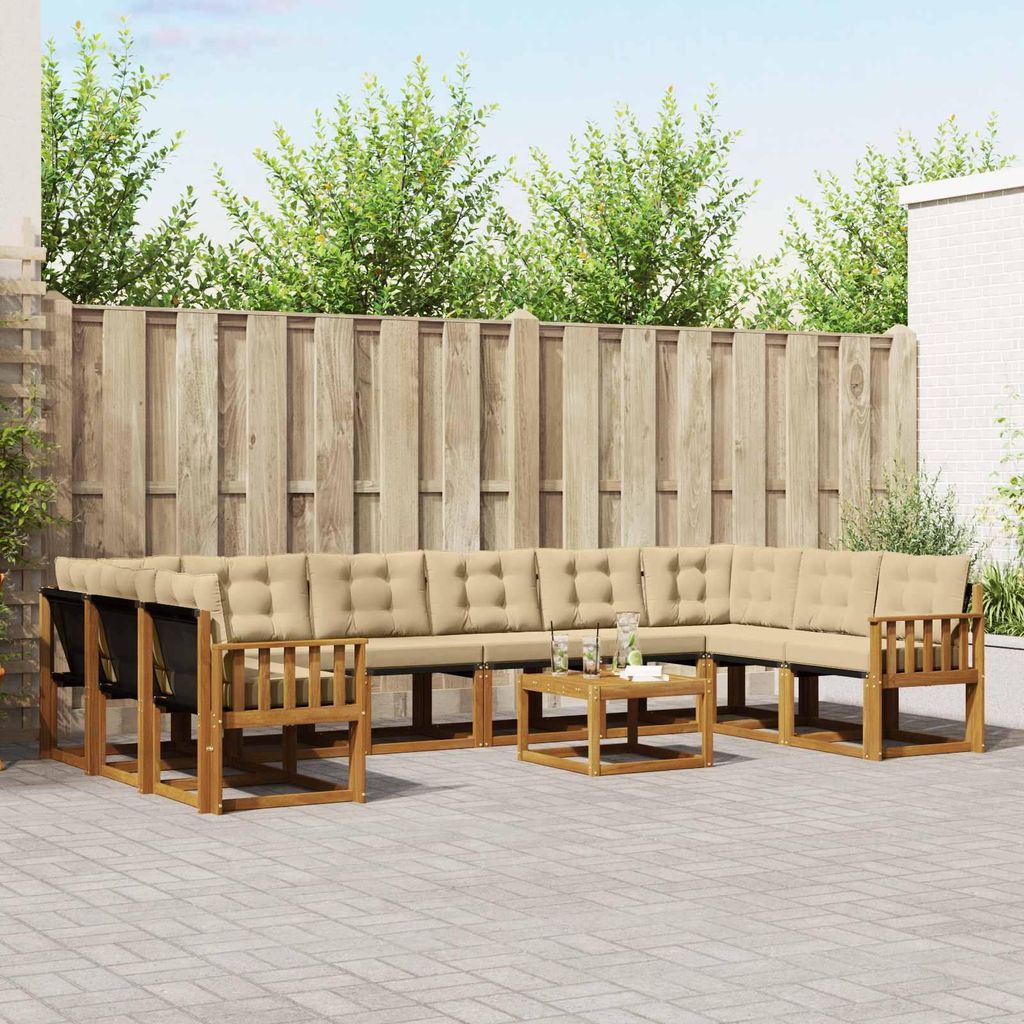 (Robust Möbel)Outdoor-Sofagarnitur - CLORIS - Balkonmöbe/Sitzgruppe - mit Kissen 11 pcs - Moderne Design - Natur und Beige - Gartensofas NeuM...