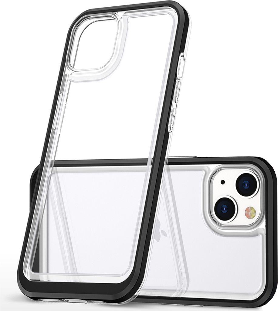 Durchsichtige 3In1 Hülle Iphone 14 Plus Silikonhülle Mit Rahmen Schwarz