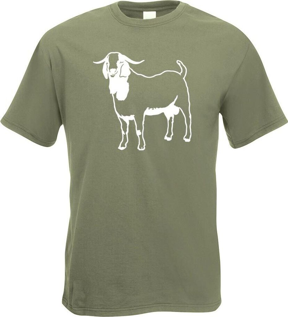 Kiwistar - T-Shirt - Olive - Hausziege Motiv 1- Ziegen Herren Funshirt Bedruckt Design Sprüche Spruch Motive - mit Motiv Bedruckt - Funshirt Desig...