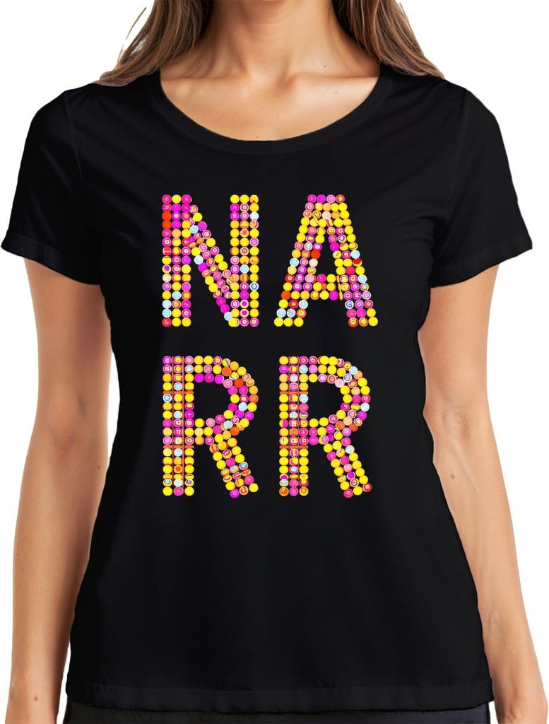 NARR Karneval Fasching Kostüm bunt Konfetti lustig Fastnacht Damen T-Shirt, Schwarz, 3XL