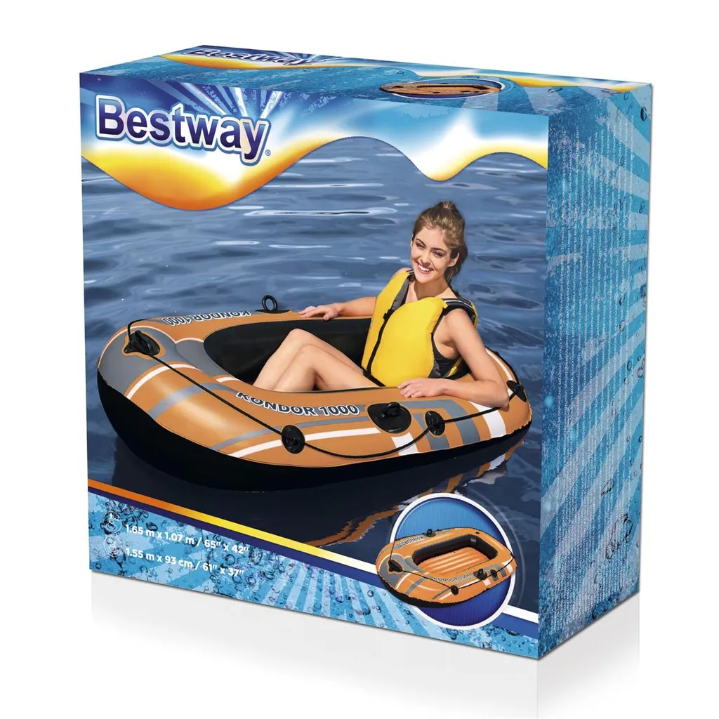 Bateau gonflable robuste 155x93cm avec valves sécurité et PVC épais - 6