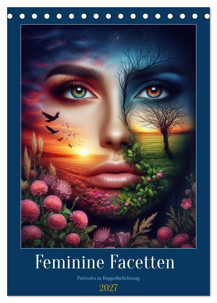Feminine Facetten - Portraits in Doppelbelichtung (Tischkalender 2027 DIN A5 hoch), CALVENDO Monatskalender