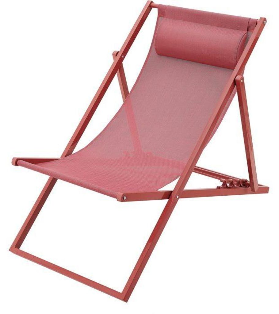 Chilienne Liegestuhl PAROS, Stahlrahmen, 63 x 104 x 85 cm, Terracotta Textilene 2x1, Klappbar, 5kg