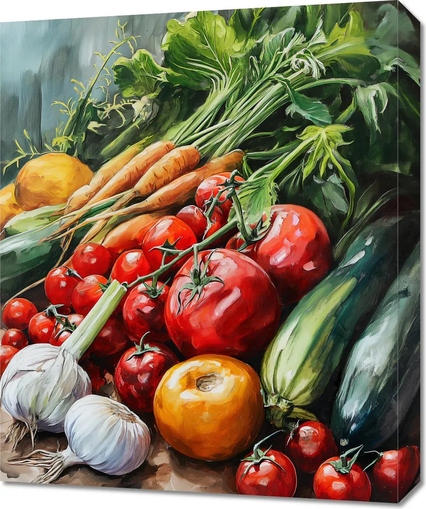 Quadro Vintage 50x60 Cucina Country - Ricchezza Raccolti dell'Orto