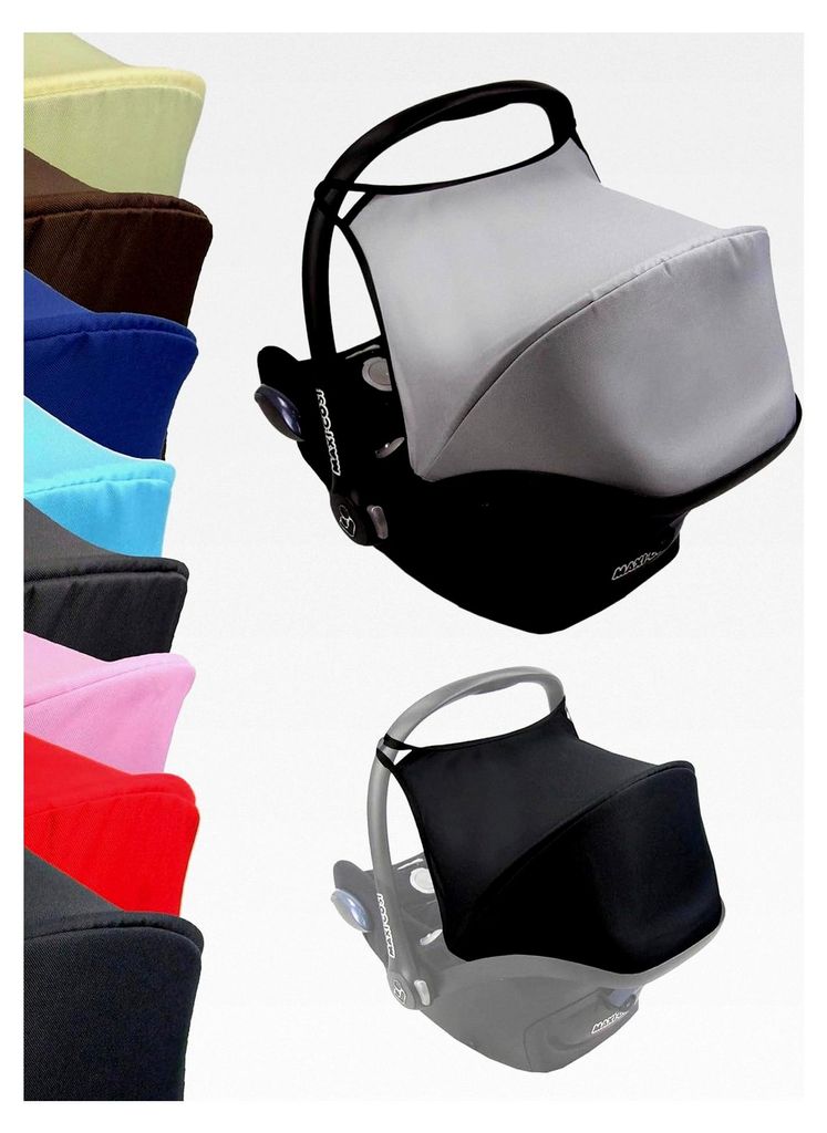 Sonnenverdeck für Babyschale kompatibel mit Maxi Cosi Cabrio Fix Gruppe 0 + GP (hellgrau)
