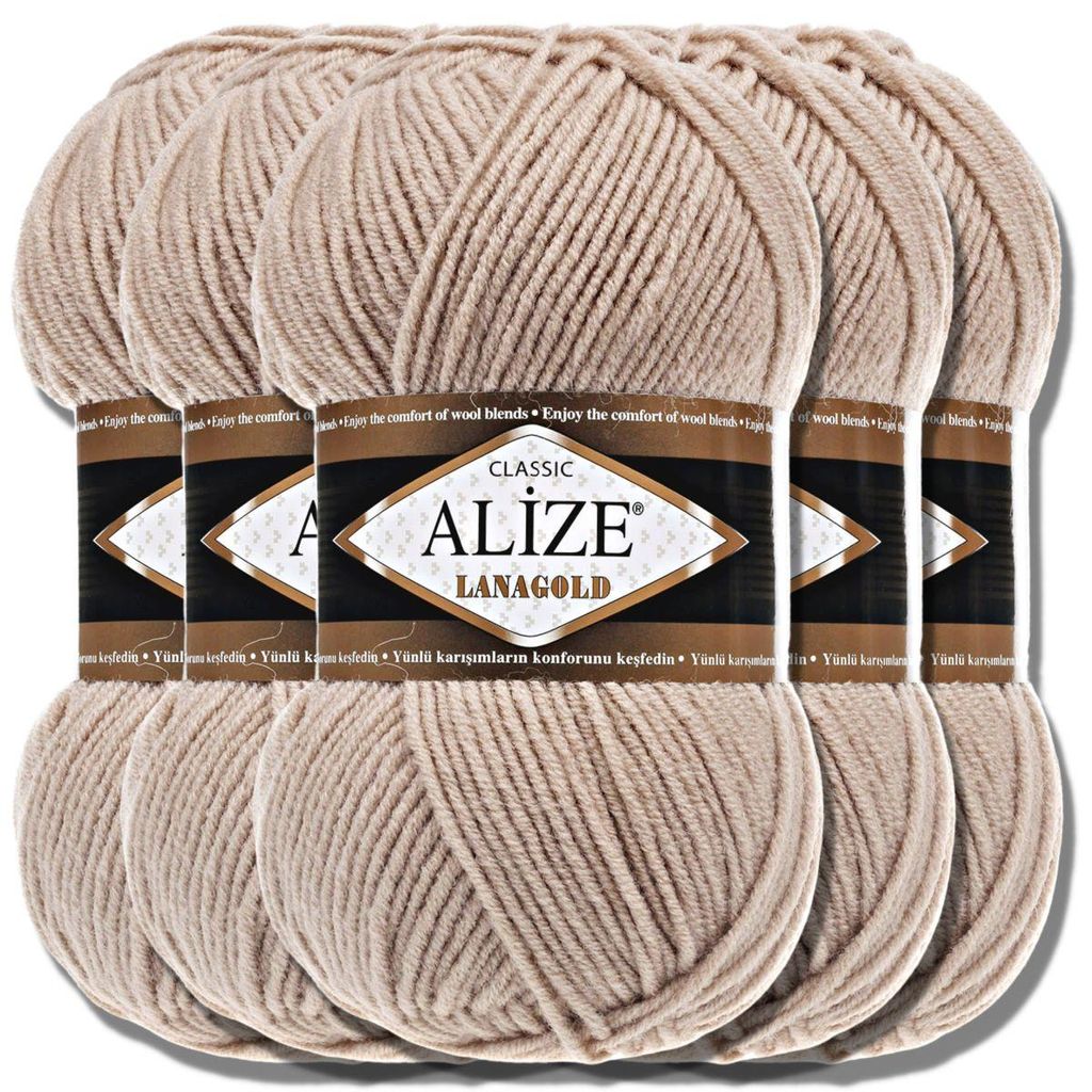 Alize 5x 100 g Lanagold vlna, jednofarebná, háčkovanie, Obrázok produktu 