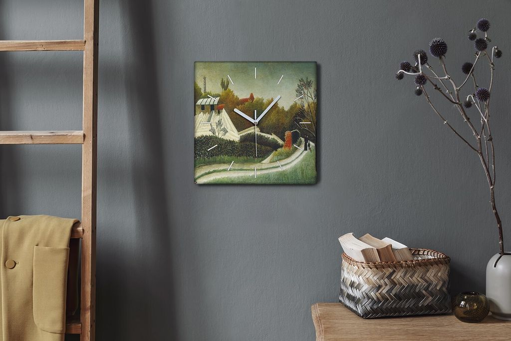 Coloray Hodiny Unikátní 30x30 cm Tiché hodiny Pro obývací pokoj a kuchyň Nástěnné hodiny Plátno Bílé ručičky hodin - Flowers Forest ...