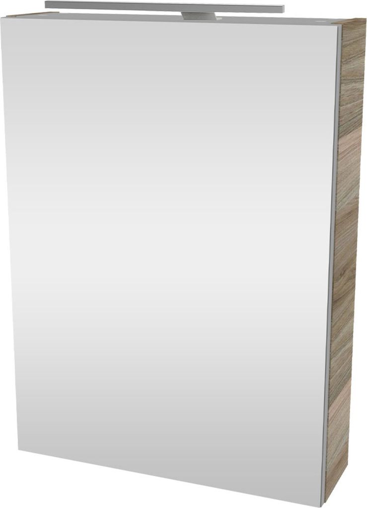 Fackelmann LUXOR Spiegelschrank mit LED-Beleuchtung Alibertschrank für Bad und Gäste-WC (50 x 68 x 15,3 cm) SBC Badschrank mit Spiegel in Holz Gr...