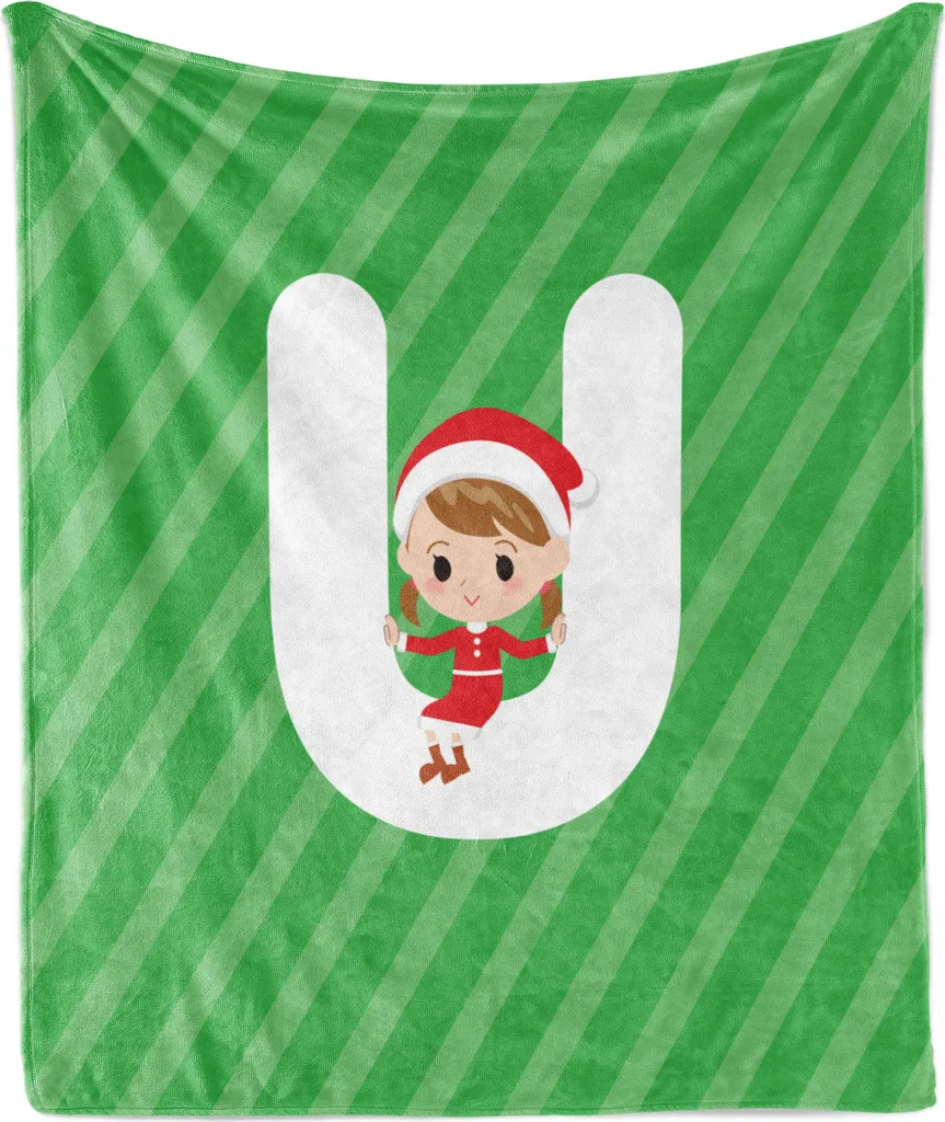 Regalo di Natale: Coperta ABAKUHAUS Lettera U in Morbido Peluche