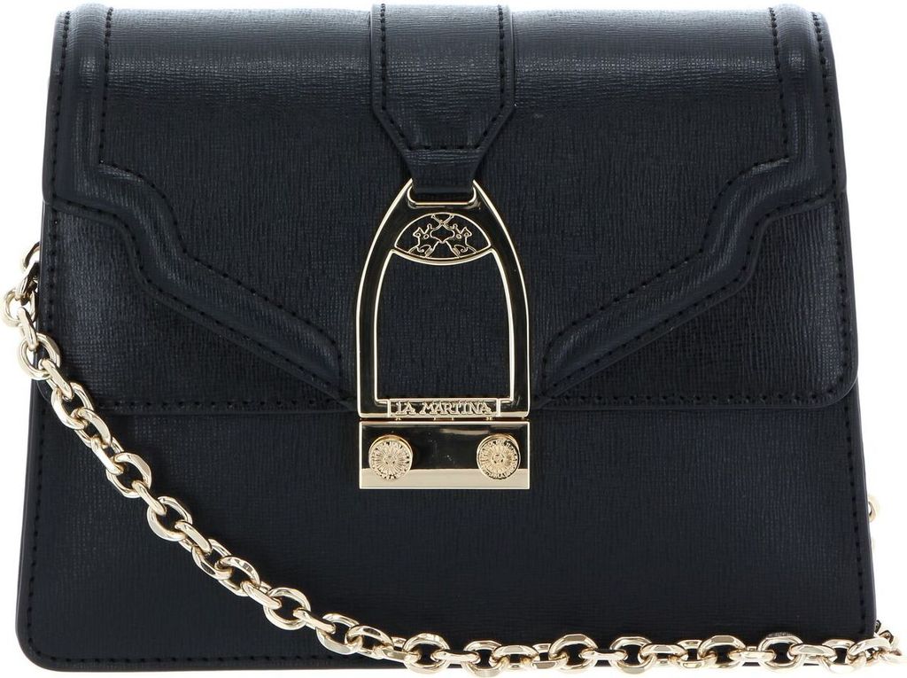 LA MARTINA Leder Umhängetasche Portena Shoulder Bag Black schwarz