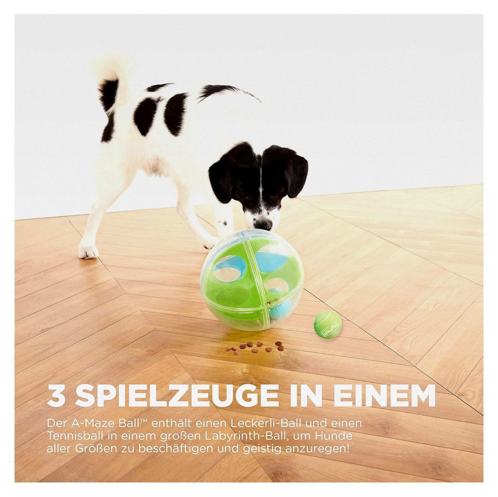 Nina Ottosson A-Maze Ball - Interaktives Intelligenzspielzeug für Hunde mit Leckerli-Labyrinth