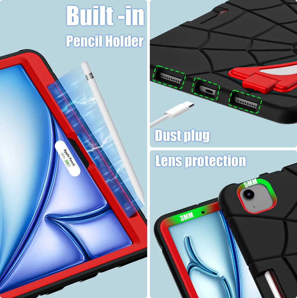 Étui de Protection Antichoc iPad Air 11 M2 2024 Robuste Support Intégré