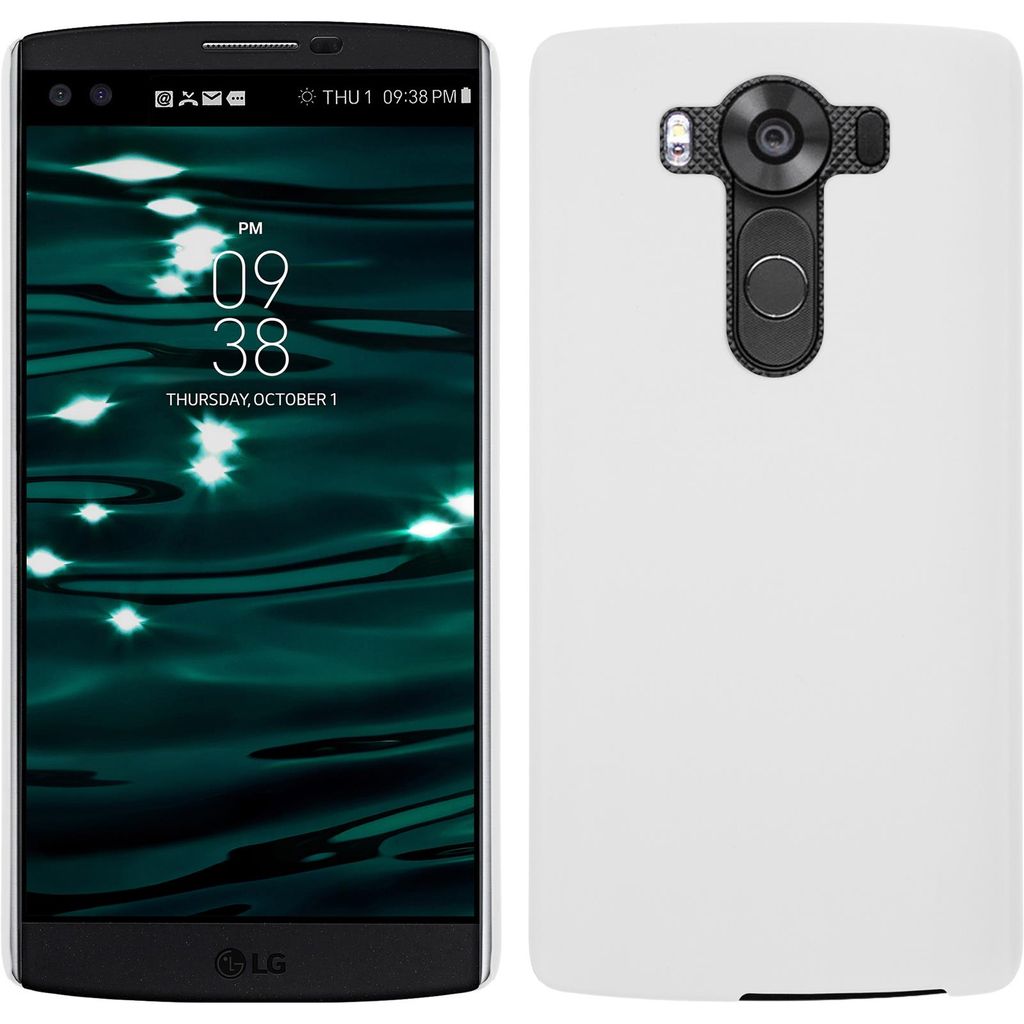 PhoneNatic Case kompatibel mit LG V10 - Hülle weiß gummiert Hard-case Cover