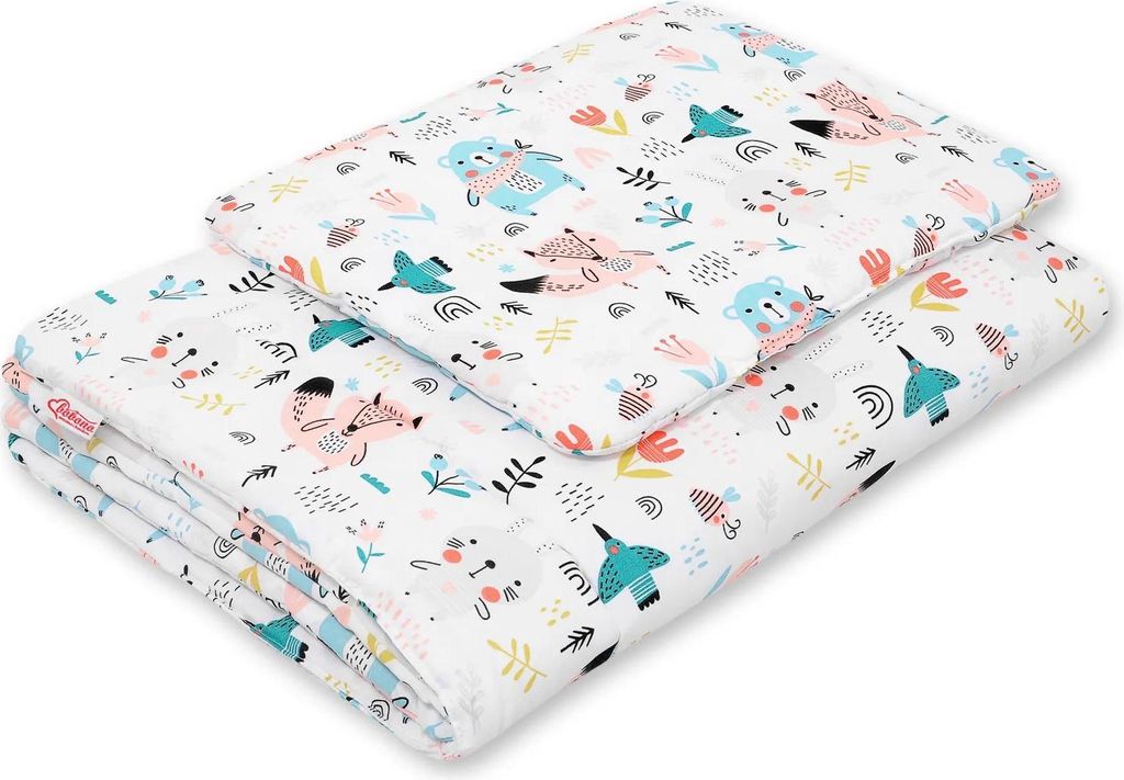 Komplettes Babybettset mit Füllung 2-teilig 75x100cm NEWBORN - blaue Bären von Bobono