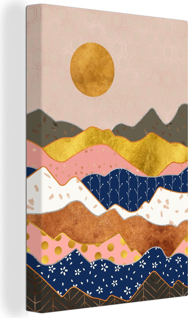 OneMillionCanvasses - Leinwandbilder - 90x140 cm, Gold - Pastell - Muster, Wandbilder Kunstdruck Wanddekoration - Foto auf Leinwand - Gemälde au...