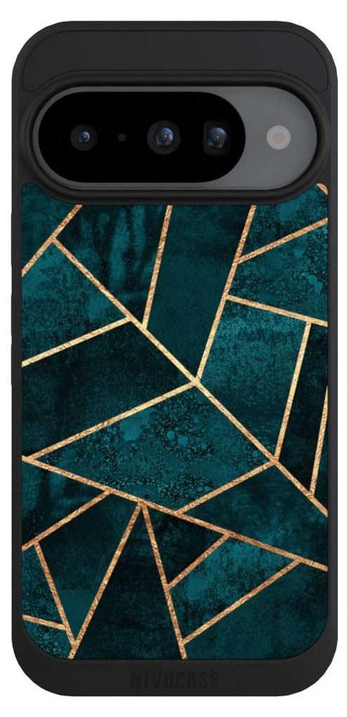 NIVOCASE Handyhülle für Google Pixel 10 Hülle NIVOpure Case Schwarz Elisabeth Fredriksson Gold & Kupfer Stein