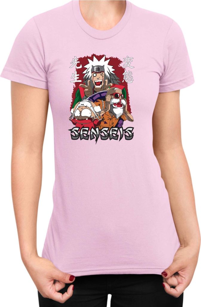 Damen T-Shirt Japan Anime Manga Anime Sensei Anime Jiraya Master Roshi, Lady XL / Hellrosa