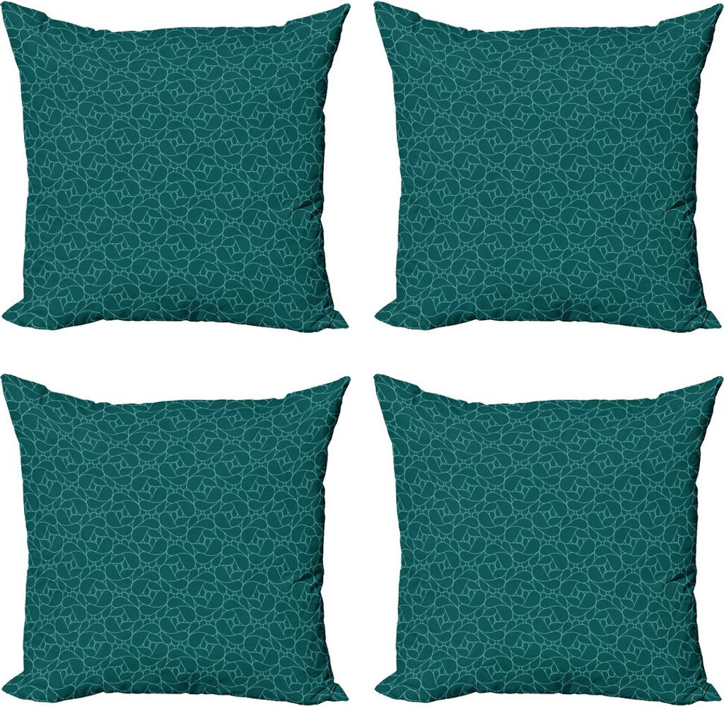 ABAKUHAUS Teal Kissenbezug Set (4 Stück), Abstrakt Modern Line Kunst, Moderner Doppelseitiger Digitaldruck, 40 cm x 40 cm, Teal Turquoise
