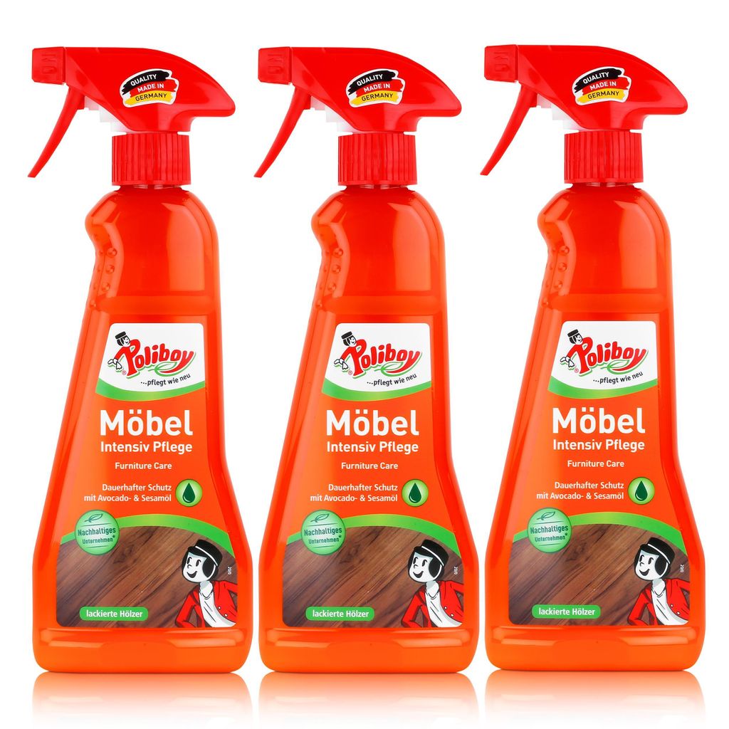 Poliboy Möbel Intensiv Pflege 375ml - Pflegt & schützt (3er Pack)