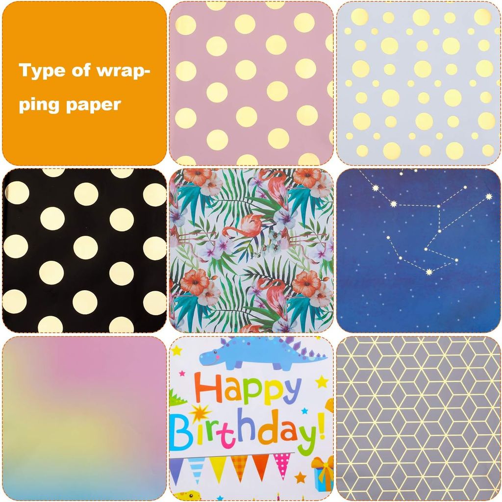 8 Stück Geschenkpapier 70 x 50 cm mit 12 Stück bunte Produktbild 2