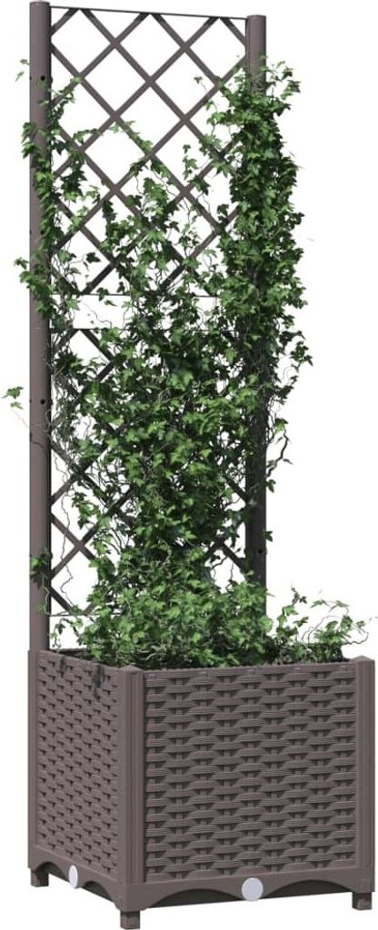 "Winterschlussverkauf "Pflanzkübel/Garten-Hochbeet - CLORIS - Pflanzkasten - mit Rankgitter Braun 40x40x136 cm PP - DEMöbel1326234