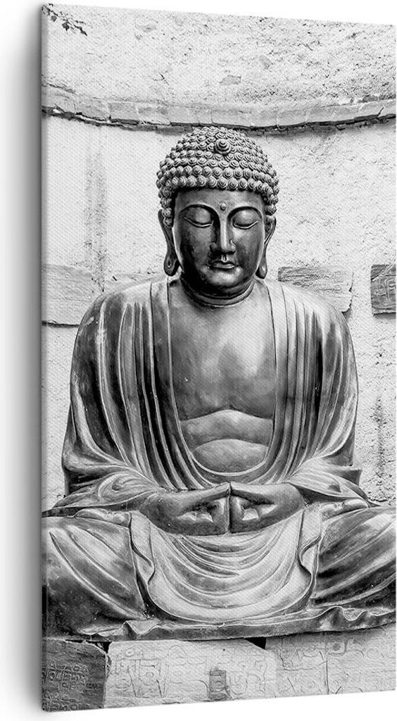 Bild auf Leinwand - Leinwandbild - Einteilig - Japanisch Buddha Statue - 45x80cm - Wand Bild - Wanddeko - Wandbilder - Leinwanddruck - Bilder - Wan...