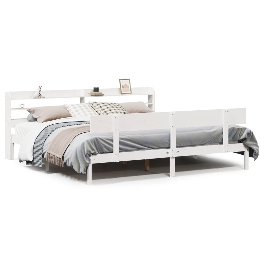 vidaXL Massivholzbett ohne Matratze Weiß 180x200 cm Kiefernholz