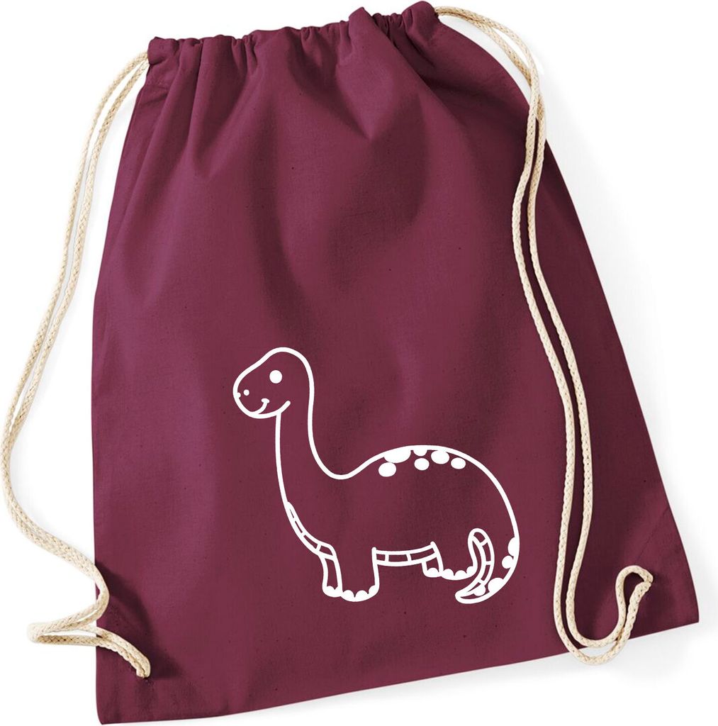 Huuraa Turnbeutel Brontosaurus Dinosaurier 12 Liter Burgundy Baumwolle Rucksack Geschenkidee