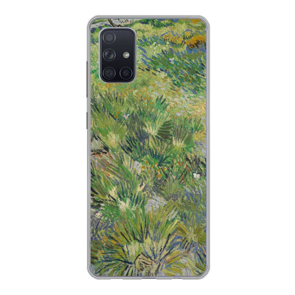 MuchoWow Handyhülle Schutzhülle Hülle für Samsung Galaxy A51 5G Grasige Wiese mit Blumen und Schmetterlingen - Vincent van Gogh Silikon Softc...