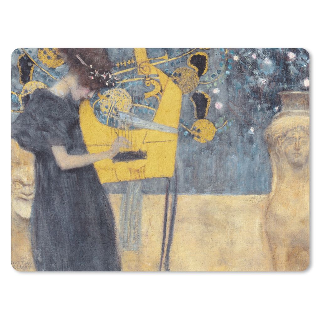MuchoWow Mauspad Mousepad Die Musik - Gemälde von Gustav Klimt 23x19 cm - Mousepads - Maus Mat - Pad - Mausunterlage - Schreibtischunterlage - M...