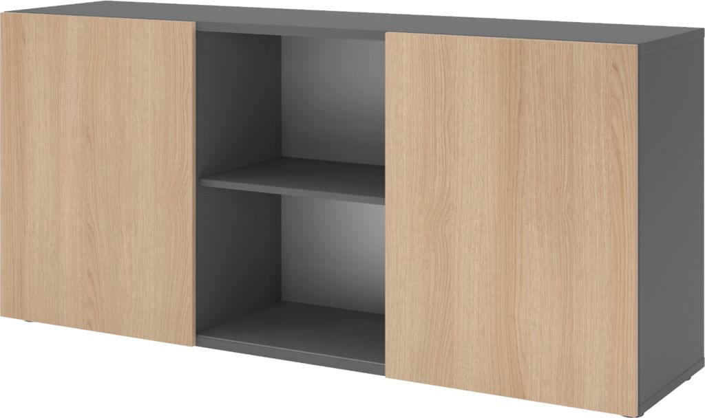 bümö office Sideboard mit Schwebetür - Nachbildung: Graphit/Eiche